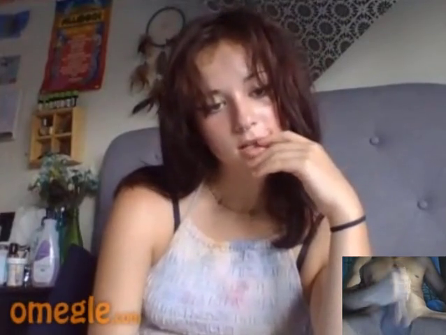 Sitting on Ome.tv with her tits out